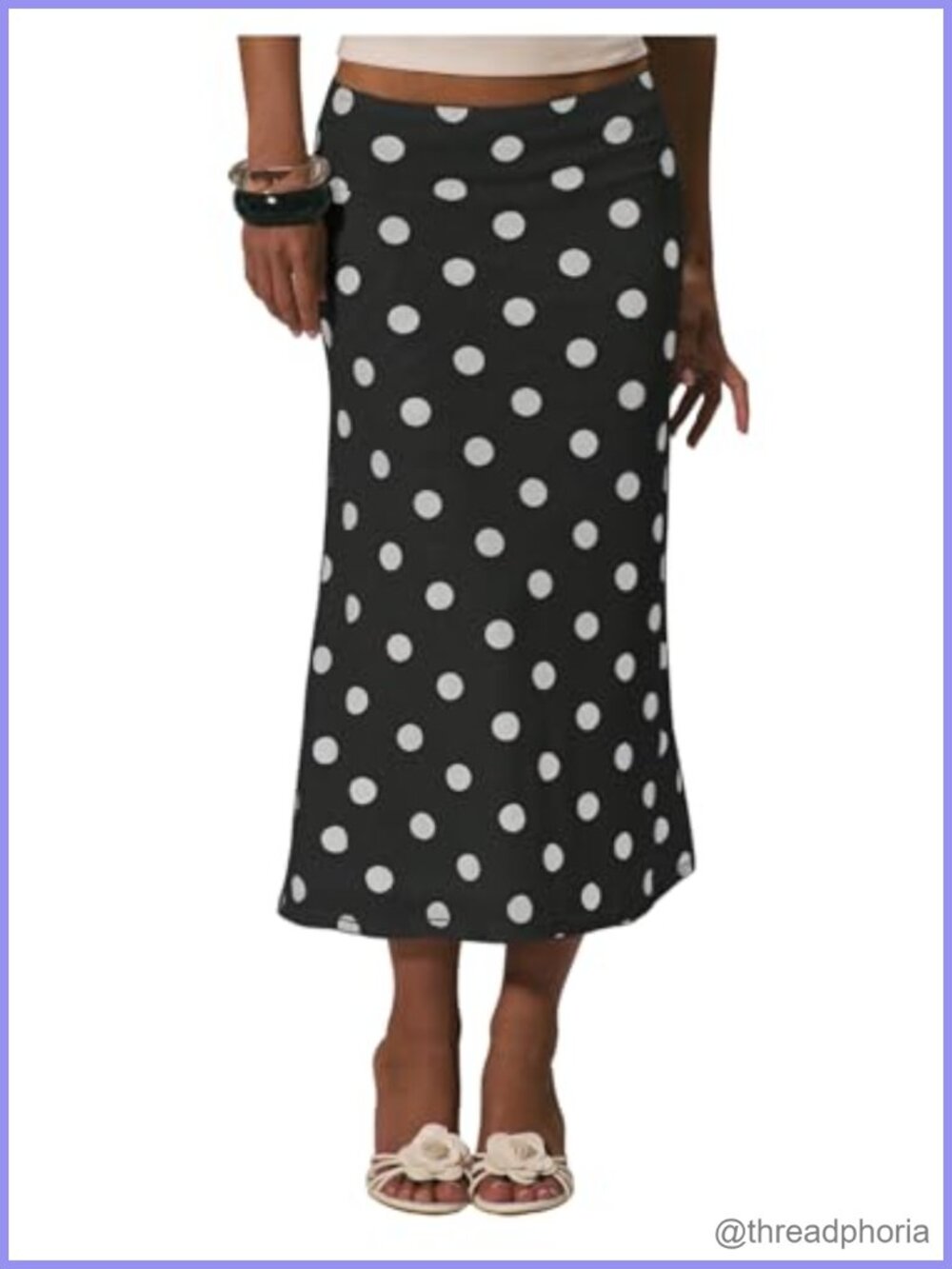 Polka Dots Low Rise Midi Skirt Casual Going Out Skirt